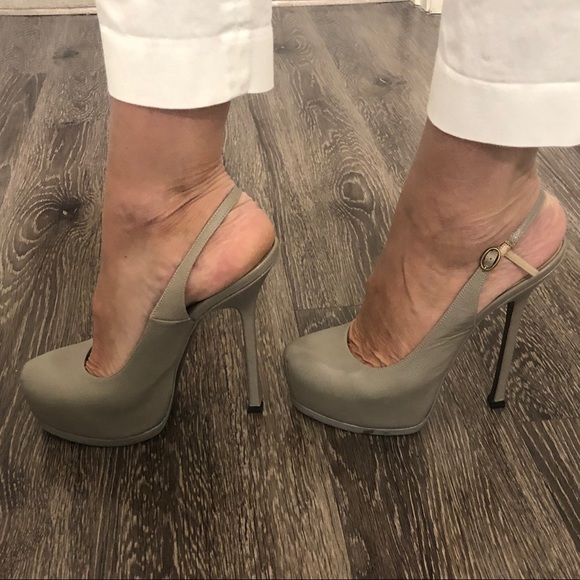 YSL Yves Saint Laurent Tribtoo Platform Slingbacks - Picture 3 of 8